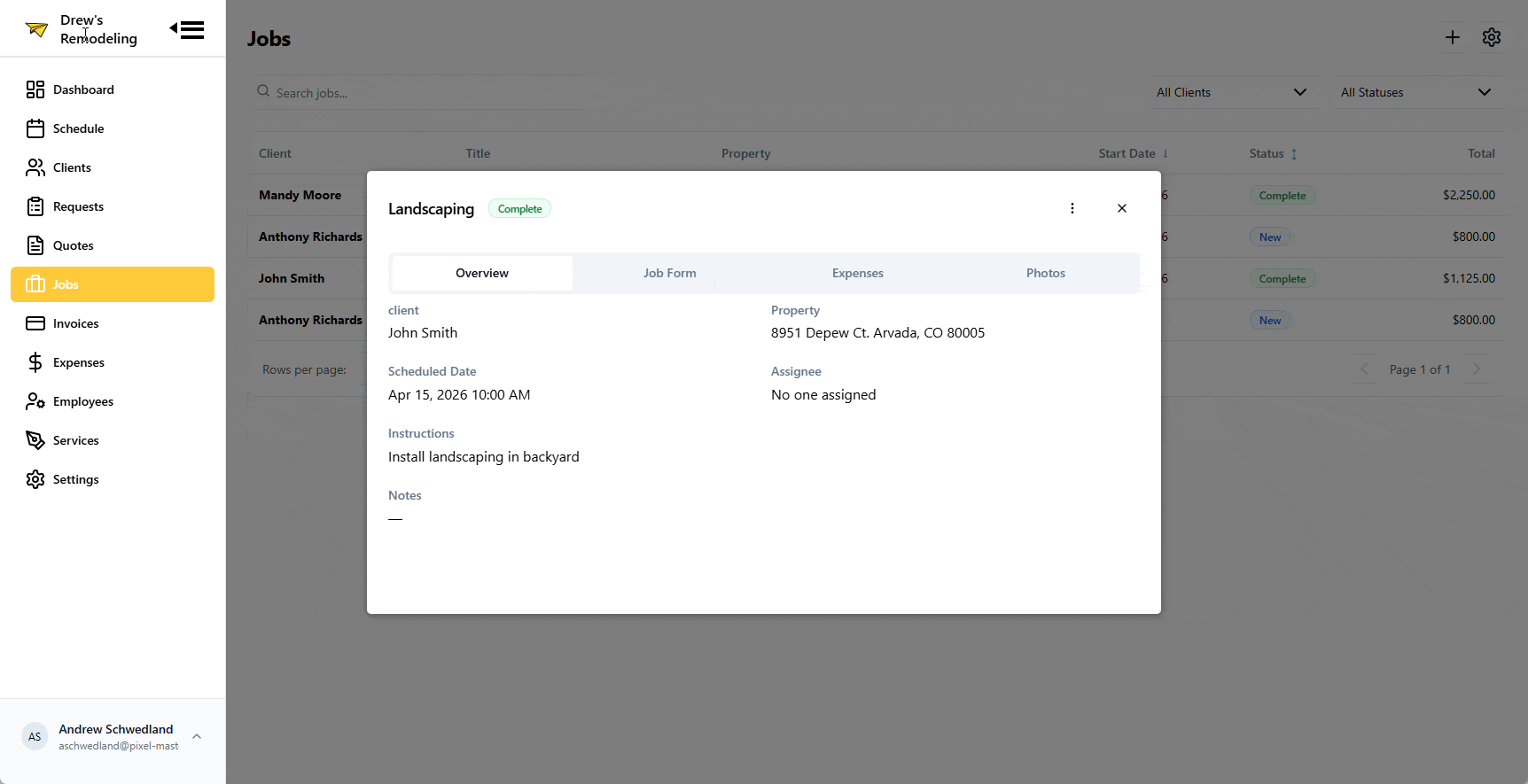 Invoicing & Payments feature interface