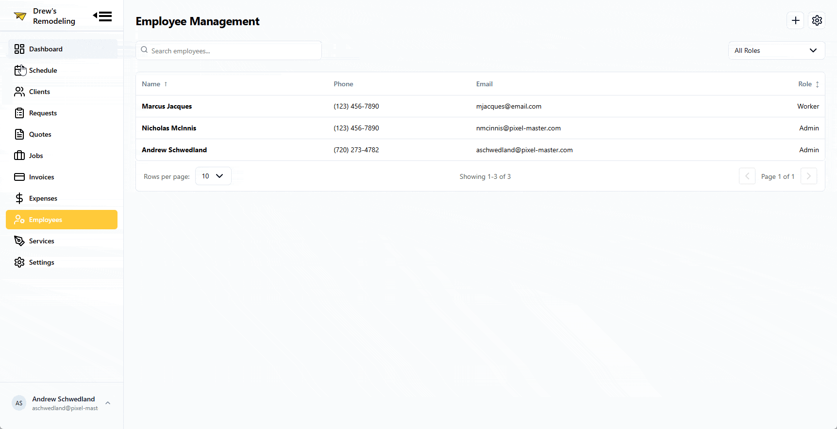 Team Management feature interface